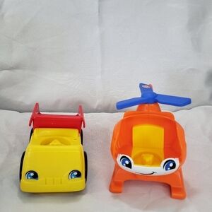 Fisher Price Little People Helicopter Dump Truck Vehicle Set Orange Yellow Red